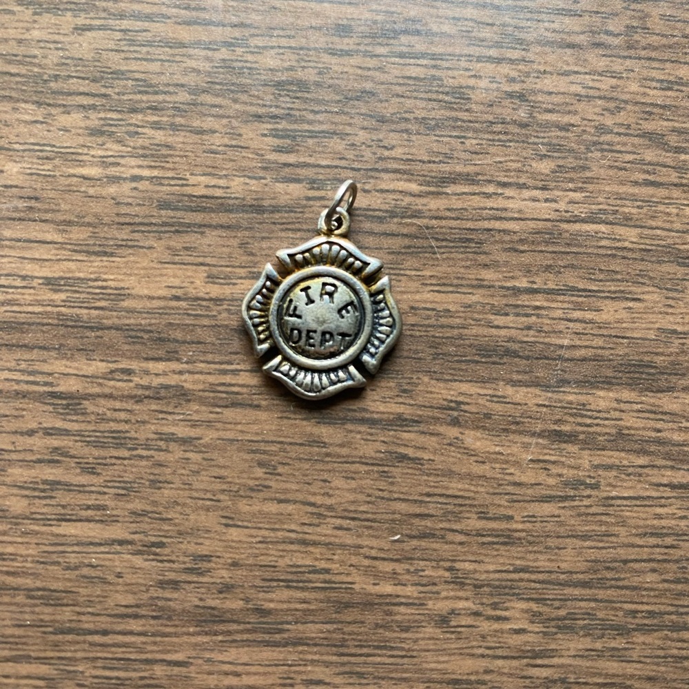 Fire Dept Silver Charm Pendant
